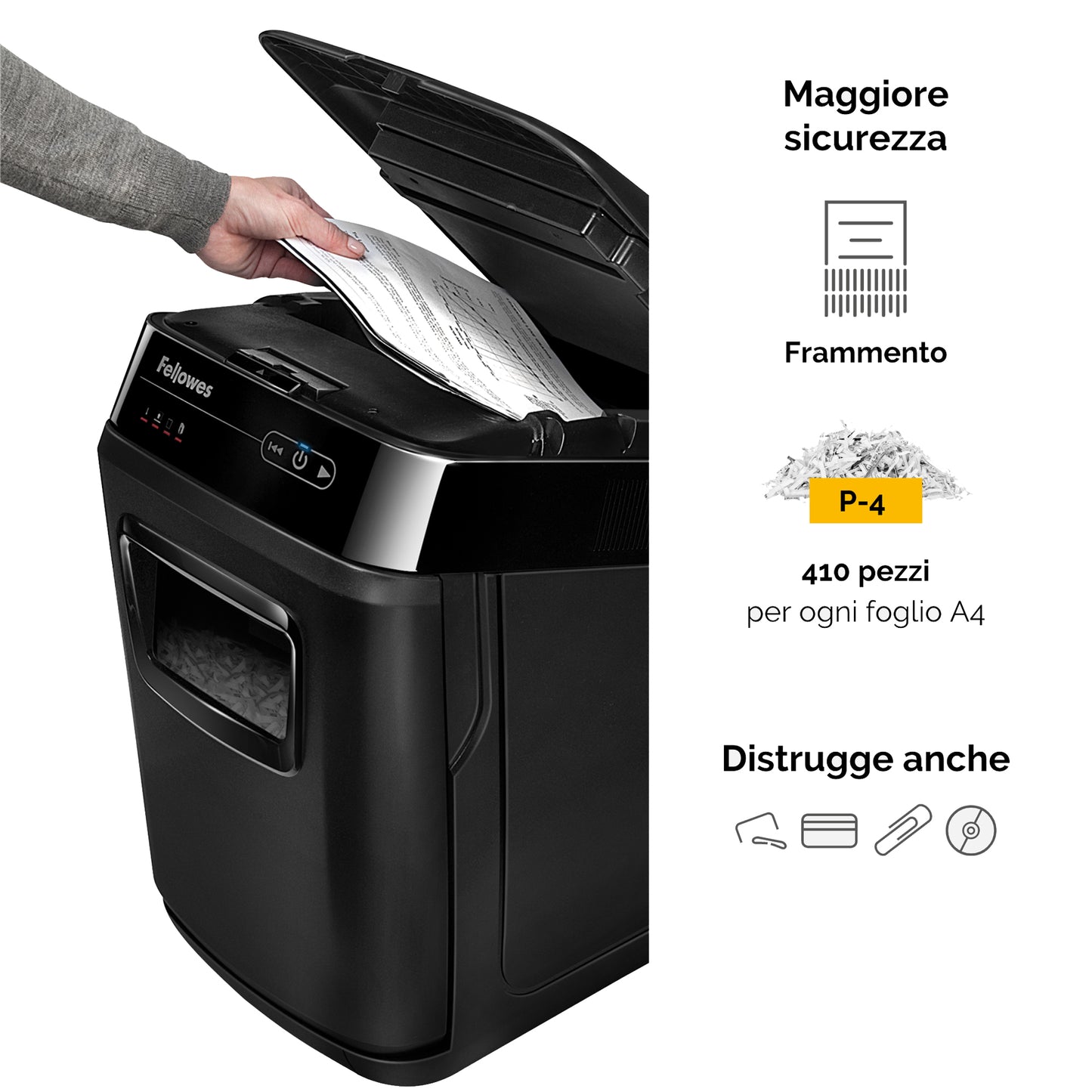 Distruggidocumenti AutoMax 200C - a frammenti - 32L - Fellowes
