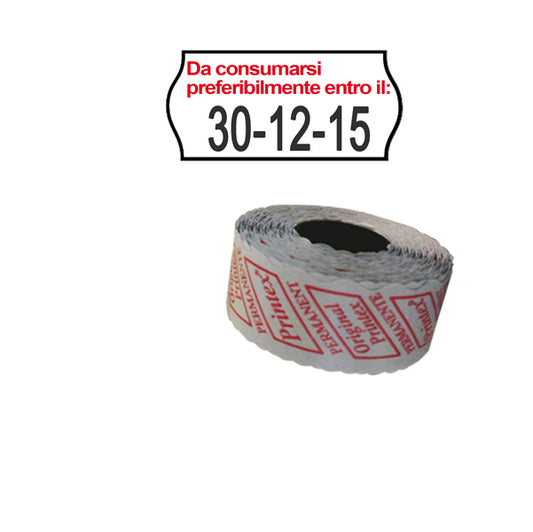 Printex - pack 10 rotoli Rotolo da 1000 etichette a onda per Printex Smart 8/2612 - DA CONSUMARSI… - 26x12 mm - adesivo permanente - bianco -