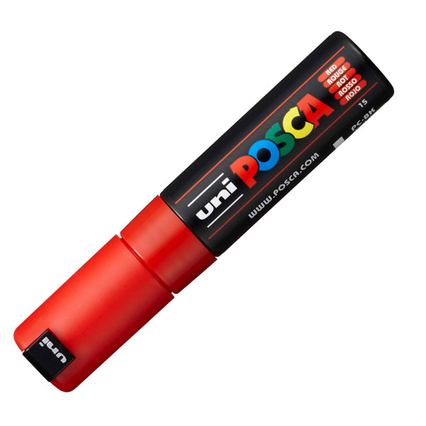 Marcatore a base d'acqua Uni Posca PC8K  - punta a scalpello 8,0mm - rosso - Uni Mitsubishi