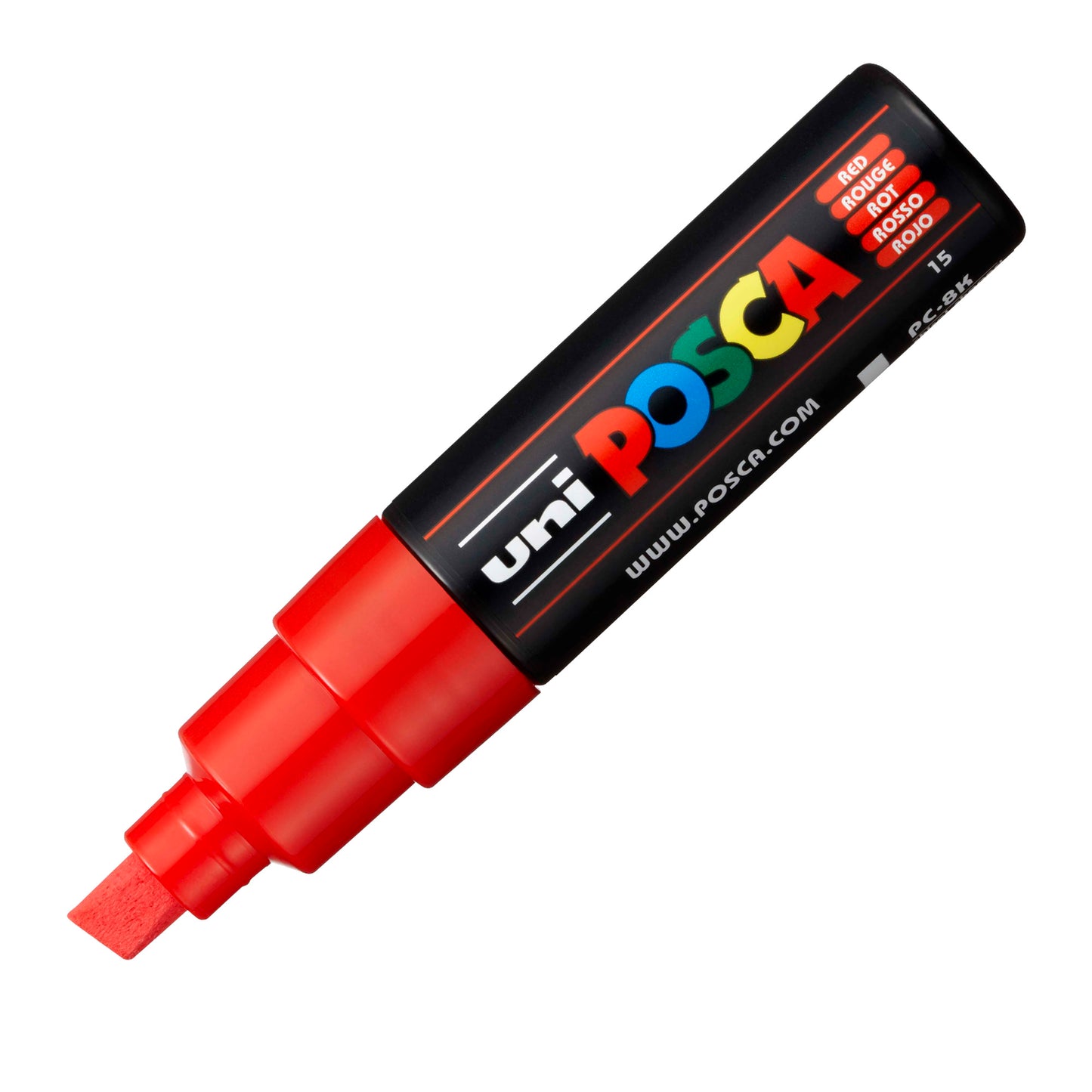 Marcatore a base d'acqua Uni Posca PC8K  - punta a scalpello 8,0mm - rosso - Uni Mitsubishi