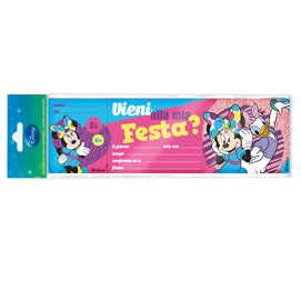 Blocchetto invito alla festa Minnie Disney - 24,8 x 7,5 cm - Rex Sadoch - conf. 10 inviti