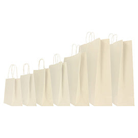 Shopper Twisted - maniglie cordino - 18 x 8 x 24 cm - carta kraft - avorio - Mainetti Bags - conf. 25 sacchetti