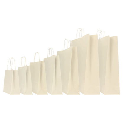 Shopper Twisted - maniglie cordino - 18 x 8 x 24 cm - carta kraft - avorio - Mainetti Bags - conf. 25 sacchetti