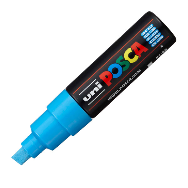Marcatore Uni Posca PC8K  - punta a scalpello 8mm - azzurro - Uni Mitsubishi