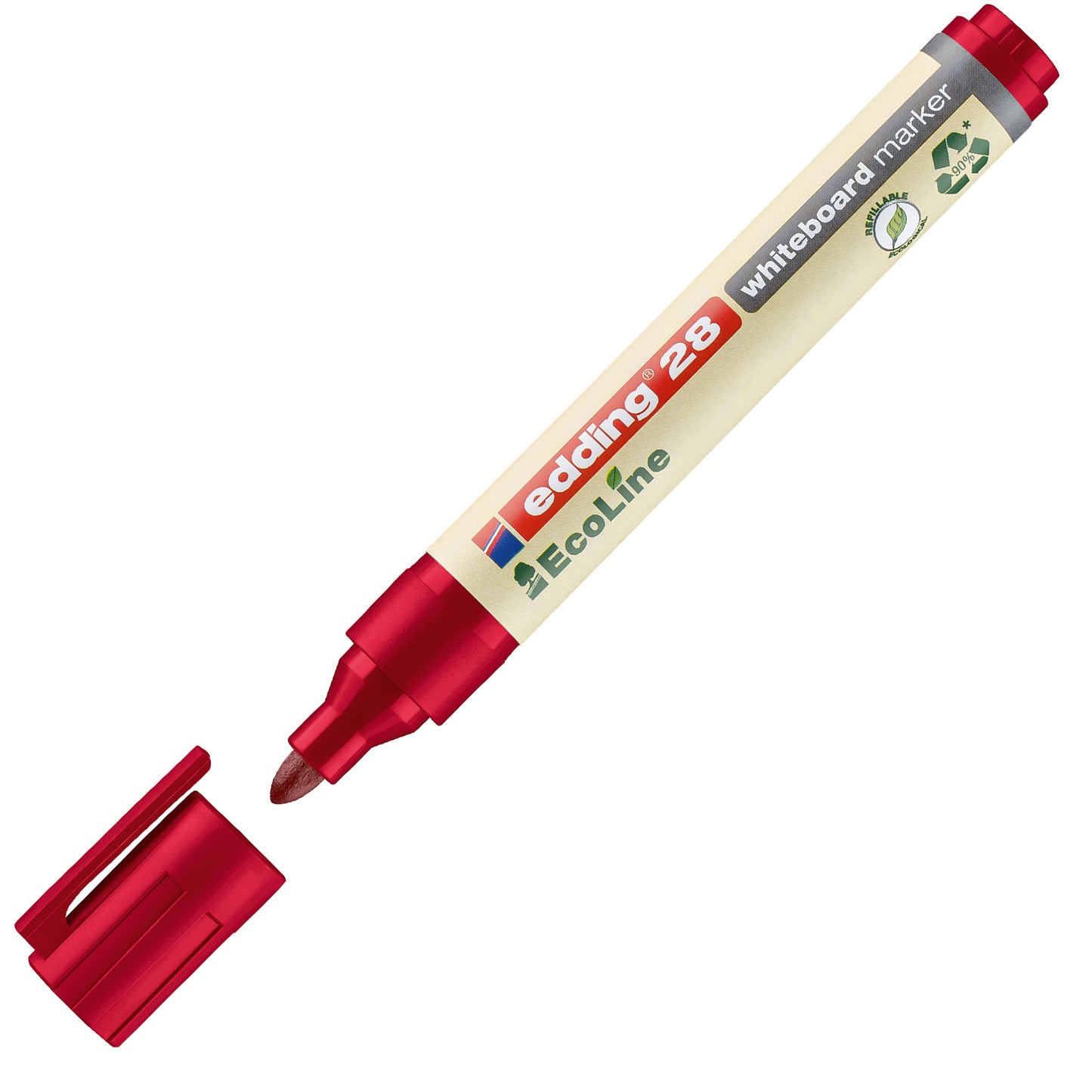 Marcatore per lavagne bianche 28 EcoLine - punta conica - da 1,5 a 3 mm - colori assortiti - Edding - astuccio 4 pezzi