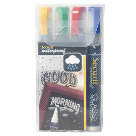 Marcatore a gesso liquido waterproof - punta da 2,00 - 6,00 mm - colori assortiti - Securit - conf. 4 pezzi