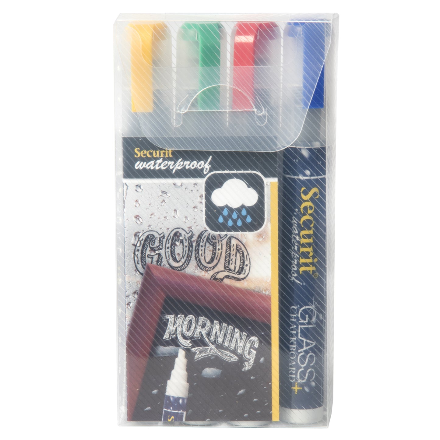 Marcatore a gesso liquido waterproof - punta da 2,00 - 6,00 mm - colori assortiti - Securit - conf. 4 pezzi