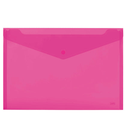 Busta con bottone - 33,5 x 23.5 cm - PP - colori assortiti fluo - Lebez - conf. 3 pezzi
