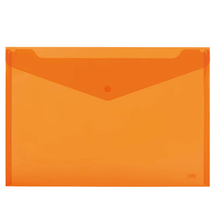 Busta con bottone - 33,5 x 23.5 cm - PP - colori assortiti fluo - Lebez - conf. 3 pezzi