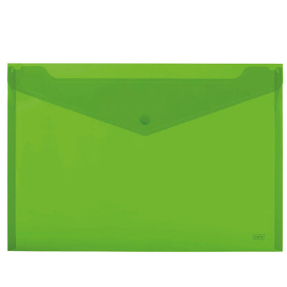 Busta con bottone - 24 x 18,5 cm - PP - colori assortiti fluo - Lebez - conf. 5 pezzi