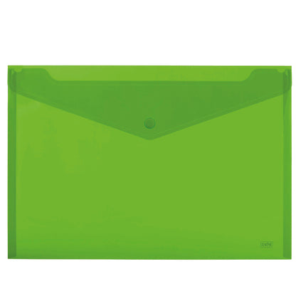 Busta con bottone - 24 x 18,5 cm - PP - colori assortiti fluo - Lebez - conf. 5 pezzi