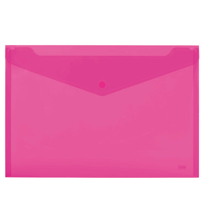 Busta con bottone - 24 x 18,5 cm - PP - colori assortiti fluo - Lebez - conf. 5 pezzi