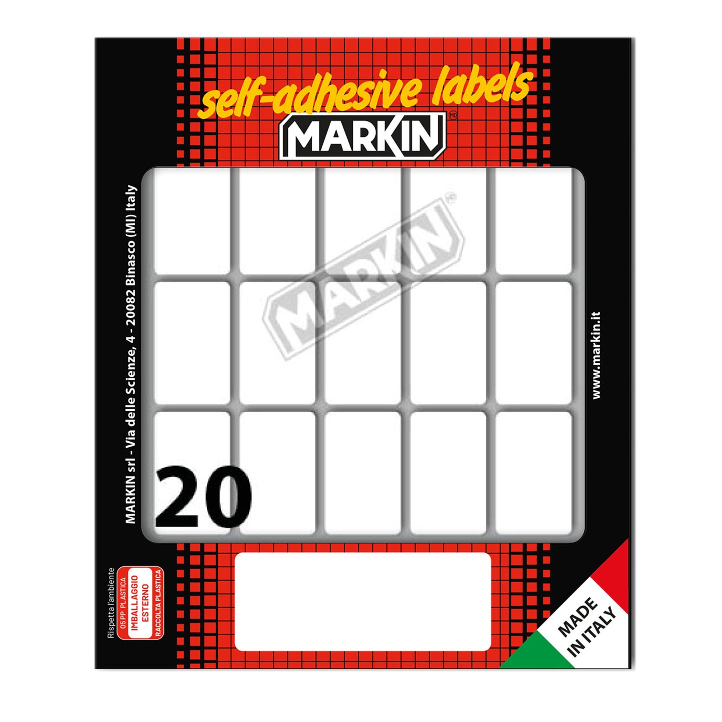 Etichette adesive - in carta - permanenti - 34 x 21 mm - 20 et/fg - 10 fogli - bianco - Markin