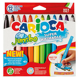 Pennarelli Jumbo - punta 6,0mm - colori assortiti - lavabili - Carioca - astuccio 12 pezzi