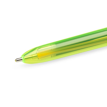 Penna a sfera a scatto multifunzione 4 Colors Fluo  - punta 1,0/1,6mm - 4 colori fluo - fusto giallo fluorescente - Bic - conf. 12 pezzi