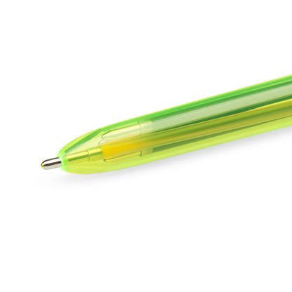 Penna a sfera a scatto multifunzione 4 Colors Fluo  - punta 1,0/1,6mm - 4 colori fluo - fusto giallo fluorescente - Bic - conf. 12 pezzi