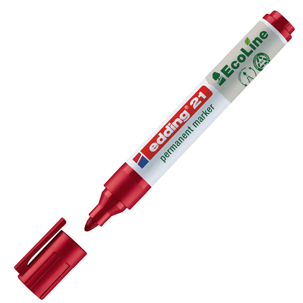 Marcatore permanente 21 Ecoline - punta conica - da 1,5 a 3 mm - colori assortiti - Edding - conf. 4 pezzi