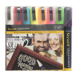 Marcatore a gesso liquido - punta media 2,00 - 6,00 mm - mix 8 colori - Securit - conf. 8 pezzi
