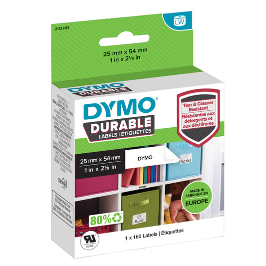 Rotolo 160 etichette LW Durable 1976411 - 25 x 54 mm - PP - bianco - Dymo