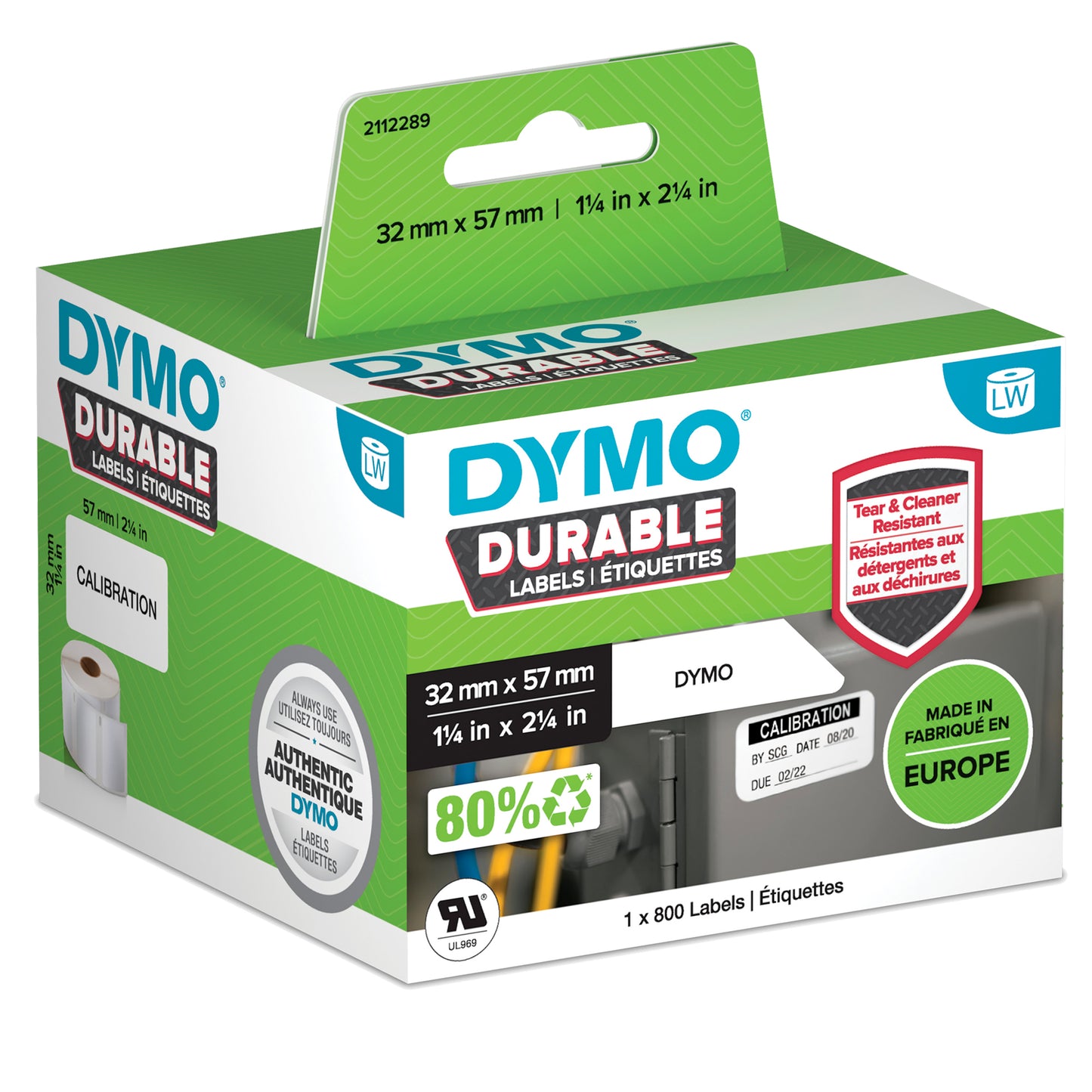 Rotolo 800 etichette LW Durable 1933084 - 57 x 32 mm - PP - bianco - Dymo