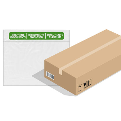 Busta adesiva Speedy Doc - con stampa "contiene documenti" - C5 (23 x 16,5 cm) - LDPE- trasparente - Favorit - conf. 1000 pezzi