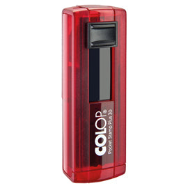 Timbro Pocket Stamp Plus 30 - 18 x 47 mm - 5 righe - autoinchiostrante - rosso rubino - Colop