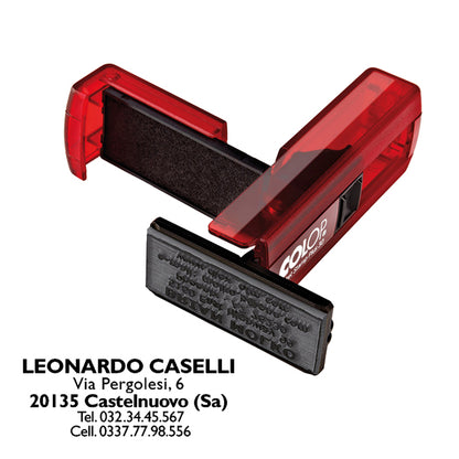 Timbro Pocket Stamp Plus 30 - 18 x 47 mm - 5 righe - autoinchiostrante - rosso rubino - Colop
