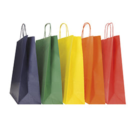 Shopper Twisted - maniglie cordino - 18 x 8 x 24 cm - carta biokraft - colori assortiti autunno/inverno - Mainetti Bags - conf. 25 pezzi