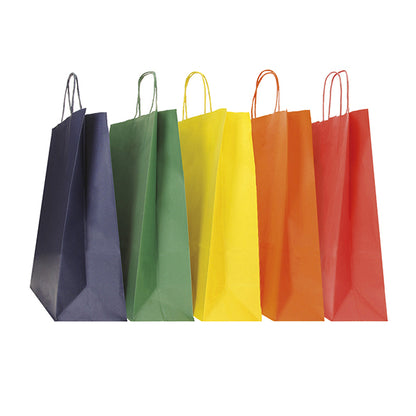 Shopper Twisted - maniglie cordino - 22 x 10 x 29 cm - carta biokraft - colori assortiti - Mainetti Bags - conf. 25 pezzi