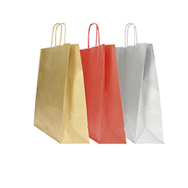 Shopper - maniglie cordino - 22 x 10 x 29 cm - carta kraft - mix Natale - Mainetti Bags - conf. 25 pezzi