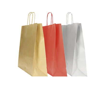 Shopper - maniglie cordino - 22 x 10 x 29 cm - carta kraft - mix Natale - Mainetti Bags - conf. 25 pezzi