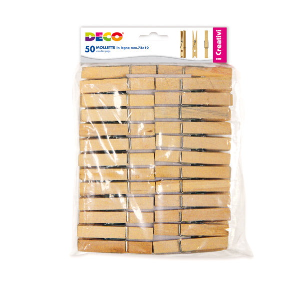Molletta in legno - 72 x 10 mm - DECO - busta 50 pezzi