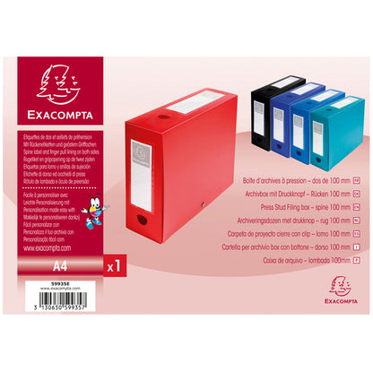 Scatola per archivio box - con bottone - 25 x 33 cm - dorso 10 cm - rosso - Exacompta