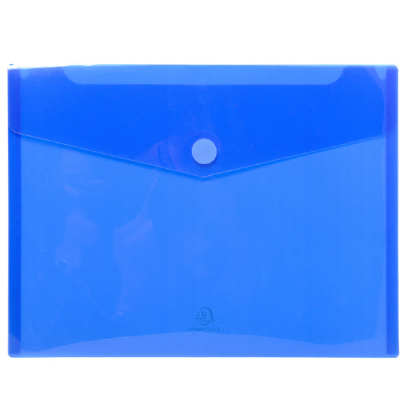 Busta a tasca con chiusura in velcro - PPL - 24 x 32 cm - blu/trasparente - Exacompta
