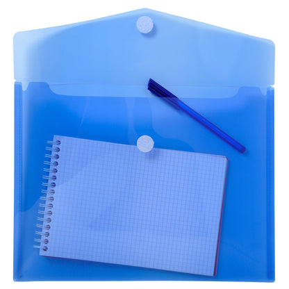 Busta a tasca con chiusura in velcro - PPL - 24 x 32 cm - blu/trasparente - Exacompta