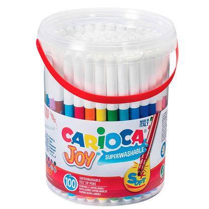Pennarelli Joy - punta fine - colori assortiti - Carioca - Barattolo 100 pezzi