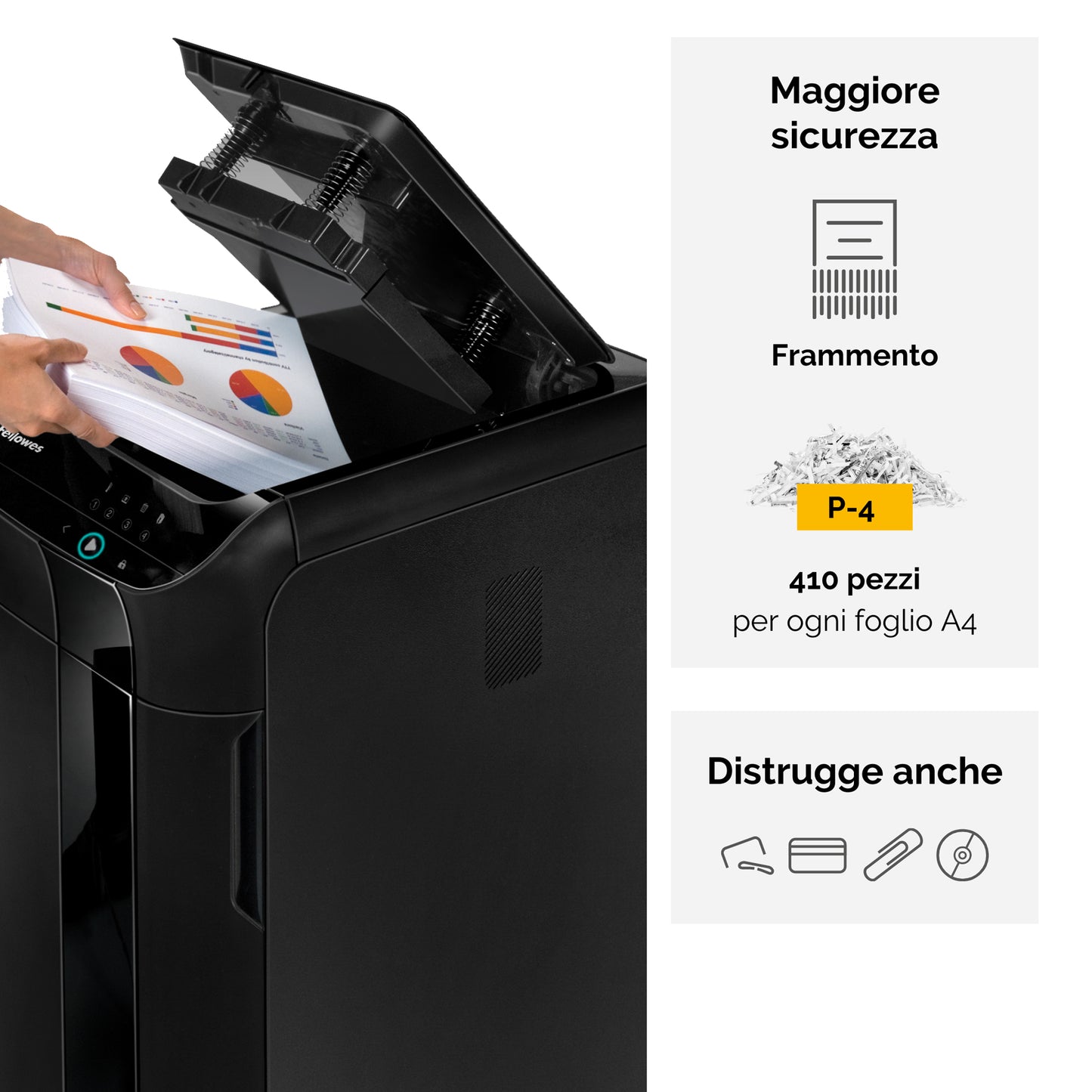 Distruggidocumenti AutoMax 350C - a frammenti - 68L - Fellowes
