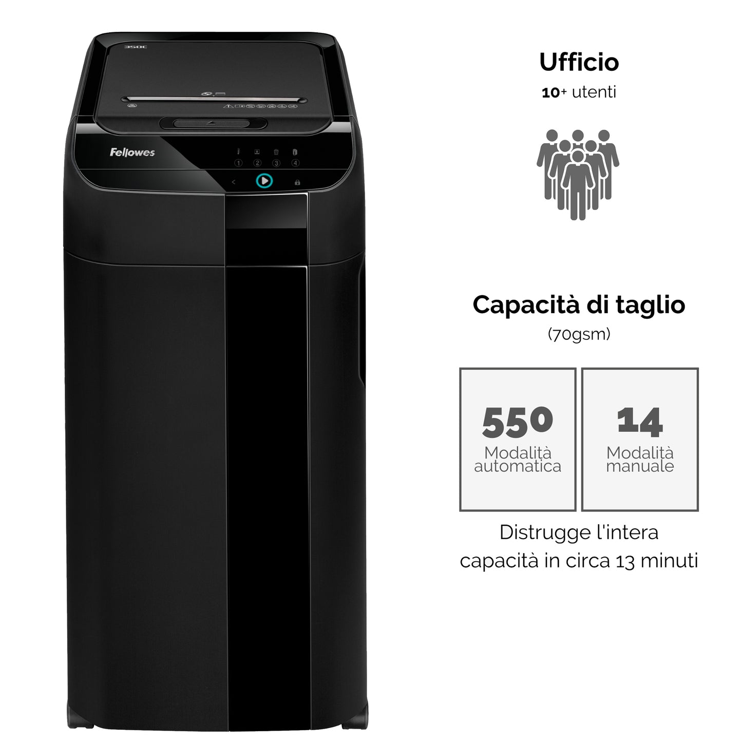 Distruggidocumenti AutoMax 550C - frammenti - 83Litri - Fellowes