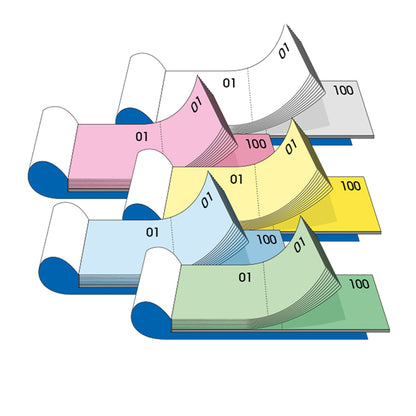 Blocco numerato (1/100) - colori assortiti - 13 x 6 cm - BM