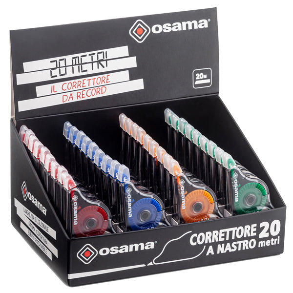 Correttore a nastro 20 Metri - 5 mm x 20 m - involucro colori assortiti - Osama