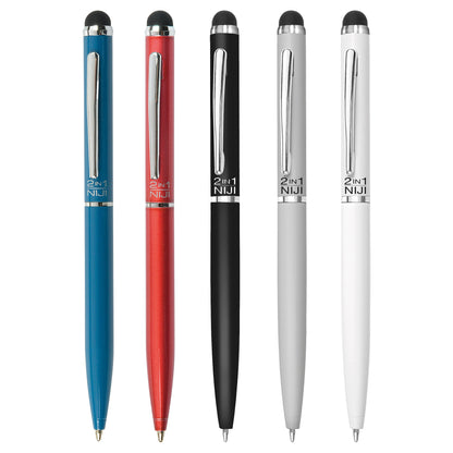 Penna a sfera mini I-PEN 2 in1 - puntale touch - colori assortiti - Lebez - expo 15 pezzi