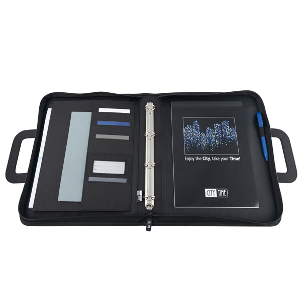 Cartella portablocco - con manici - nero/grigio - 28,5x36cm - City Time