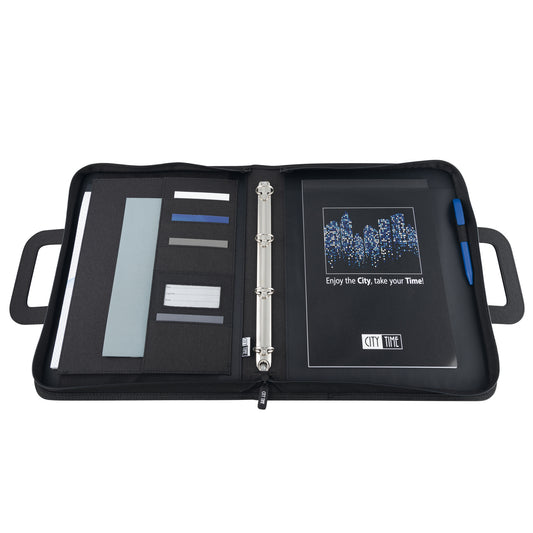 Cartella portablocco - con manici - nero/grigio - 28,5x36cm - City Time
