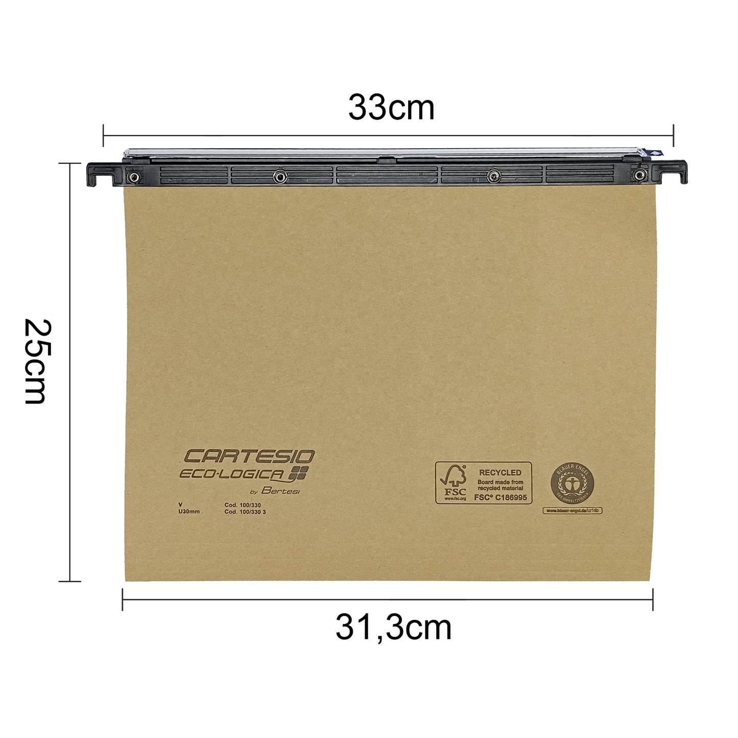Cartella sospesa Cartesio Eco-logica - cassetto - 33 cm - fondo U - 31,3 x 25 cm - avana - Bertesi