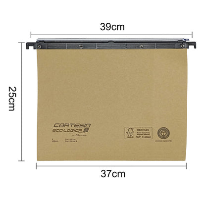 Cartella sospesa Cartesio Eco-logica - cassetto - 39 cm - fondo U - 37 x 25 cm - avana - Bertesi