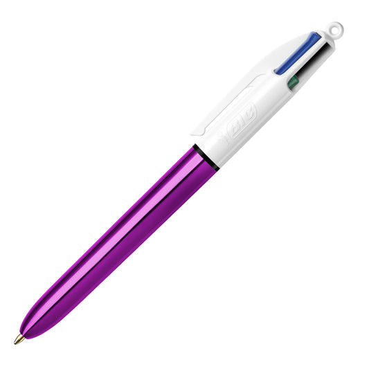 Penna sfera scatto multifunzione 4 Colours Shine - punta 1,0 mm - fusto colori assortiti - Bic - scatola 12 pezzi
