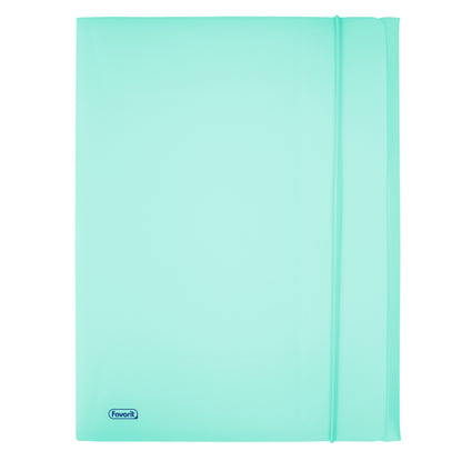 Cartella 3 lembi con elastico Pastel - 24 x 33cm - dorso 1 cm - PP - celeste - Favorit