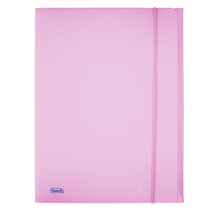 Cartella 3 lembi con elastico Pastel - 24 x 33cm - dorso 1 cm - PP - glicine - Favorit