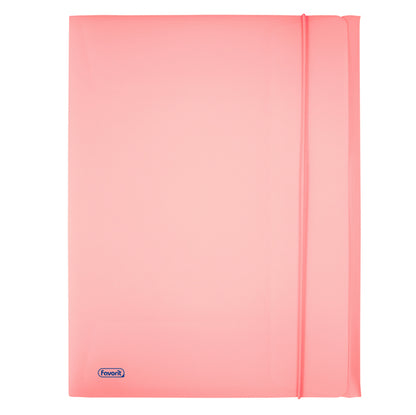 Cartella 3 lembi con elastico Pastel - 24 x 33cm - dorso 1 cm - PP - cipria - Favorit