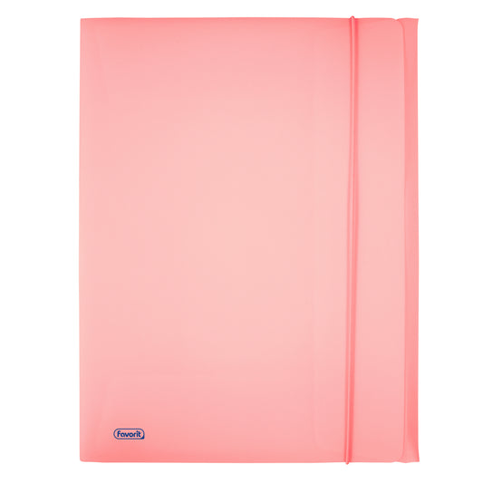 Cartella 3 lembi con elastico Pastel - 24 x 33cm - dorso 1 cm - PP - cipria - Favorit